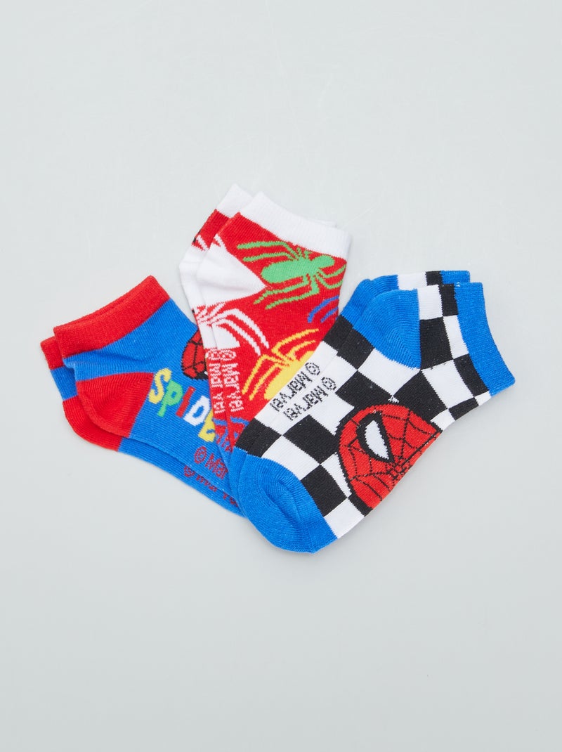 Chaussettes Marvel Spiderman Lot De 3 - Hautes Pour Garçons, Coton Élastique Taille EU 31-34