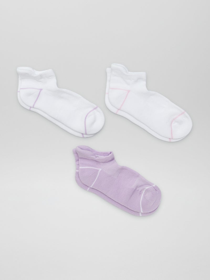 Lot de 3 chaussettes invisibles sport Violet/blanc - Kiabi