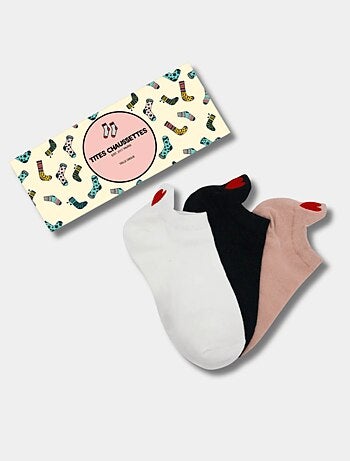 Lot de 3 Chaussettes Languette Coeur Rouge