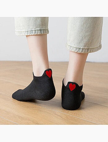 Lot de 3 Chaussettes Languette Coeur Rouge