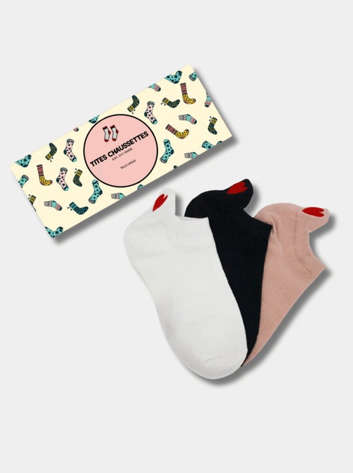 Lot de 3 Chaussettes Languette Coeur Rouge - Kiabi