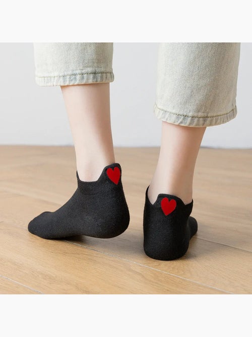 Lot de 3 Chaussettes Languette Coeur Rouge - Kiabi