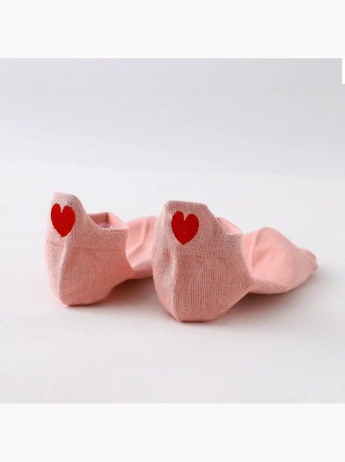 Lot de 3 Chaussettes Languette Coeur Rouge - Kiabi