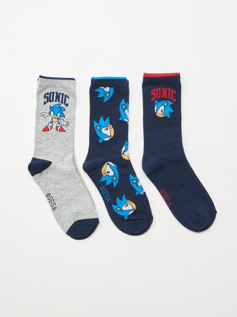 Lot de 3 chaussettes mi-hautes 'Sonic' Bleu - Kiabi