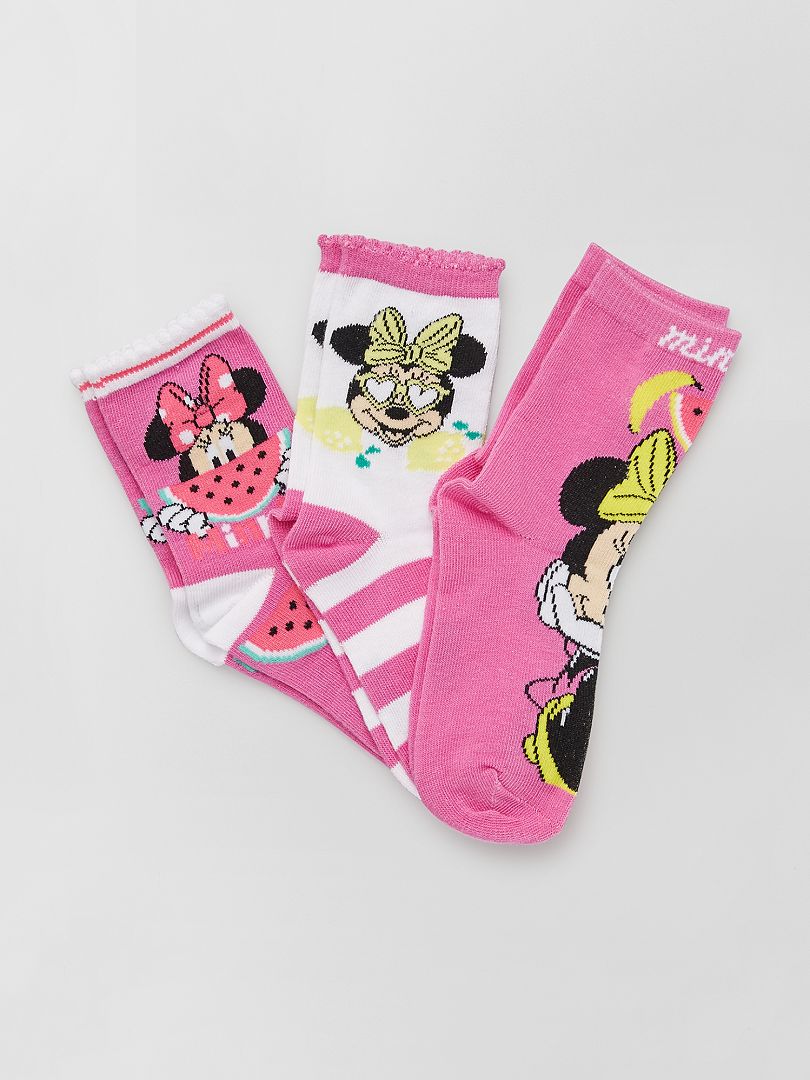 Lot de 3 chaussettes 'Minnie' de 'Disney' rose - Kiabi