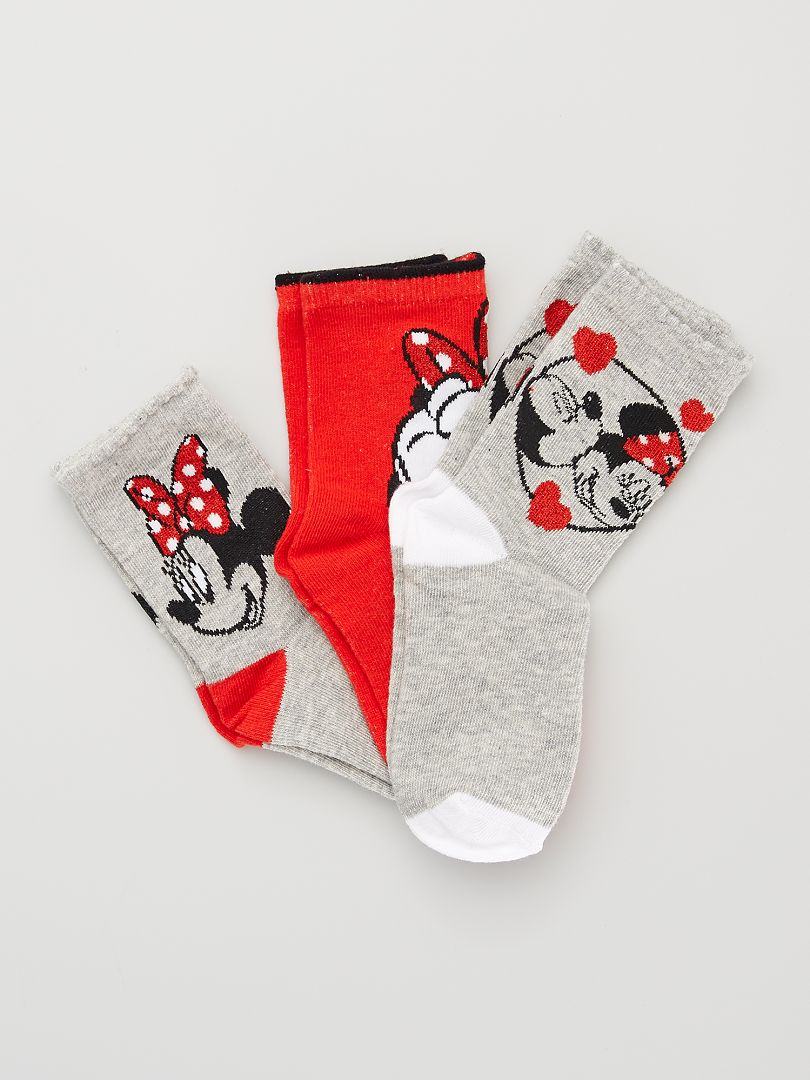 Lot de 3 chaussettes 'Minnie' de 'Disney' ROUGE - Kiabi