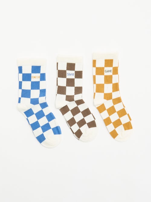 Lot de 3 chaussettes montantes fantaisie - Kiabi Lot de 3 chaussettes montantes fantaisie - Kiabi