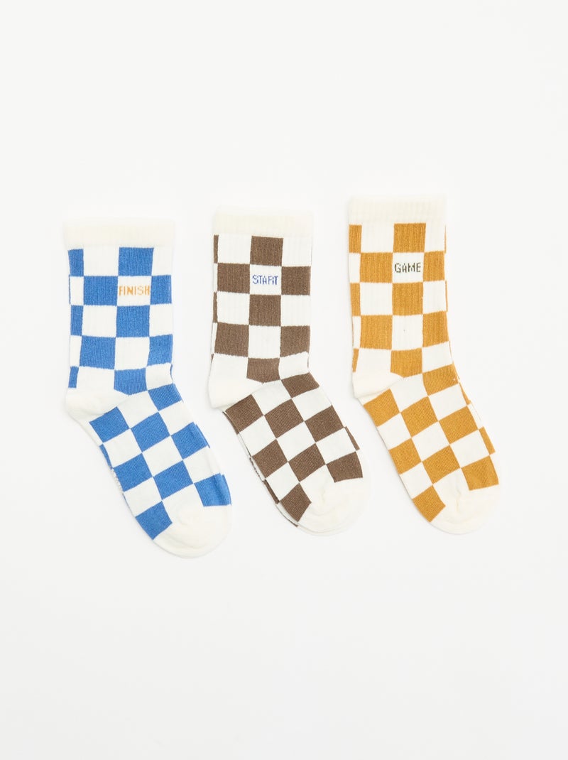 Lot de 3 chaussettes montantes fantaisie Vert - Kiabi