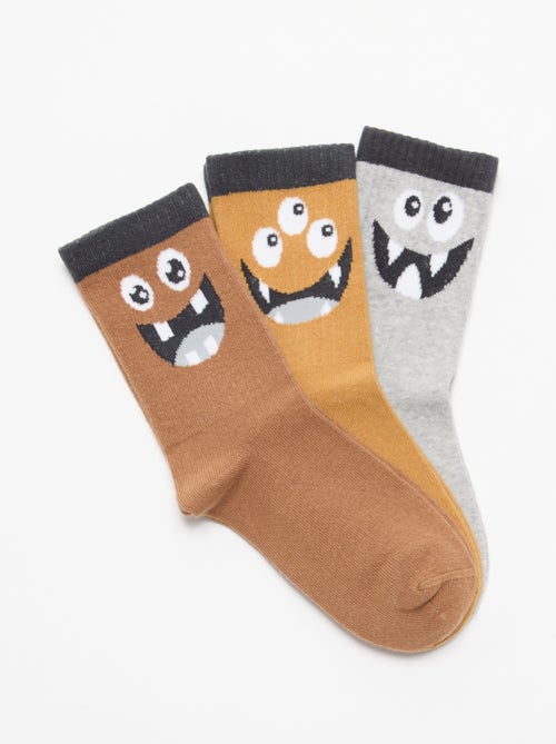 Lot de 3 chaussettes montantes 'monstre' - Kiabi Lot de 3 chaussettes montantes 'monstre' - Kiabi