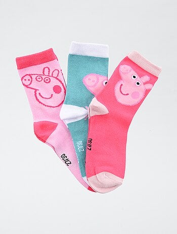 Lot de 3 chaussettes 'Peppa pig' en coton