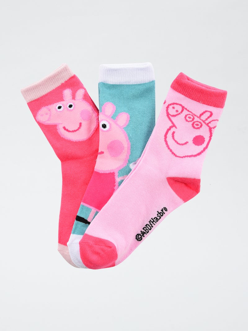 Lot de 3 chaussettes 'Peppa pig' en coton Rose - Kiabi