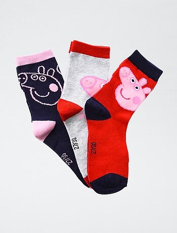Lot de 3 chaussettes 'Peppa pig' en coton