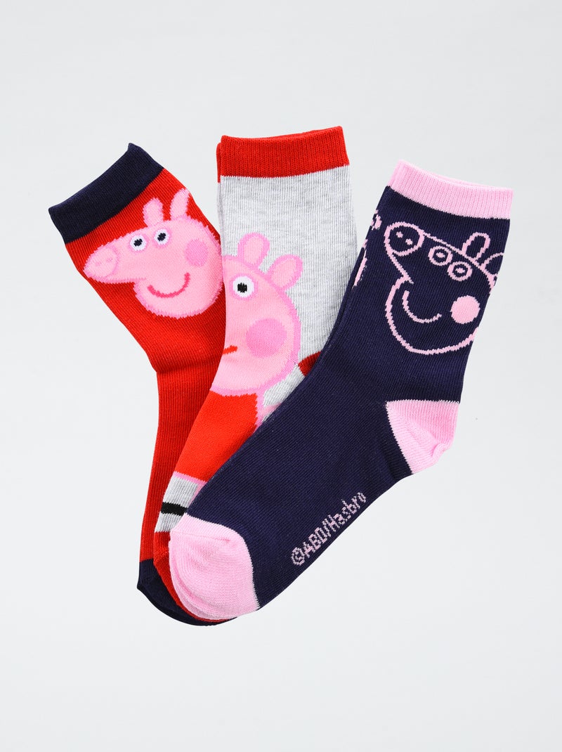 Lot de 3 chaussettes 'Peppa pig' en coton Rouge - Kiabi