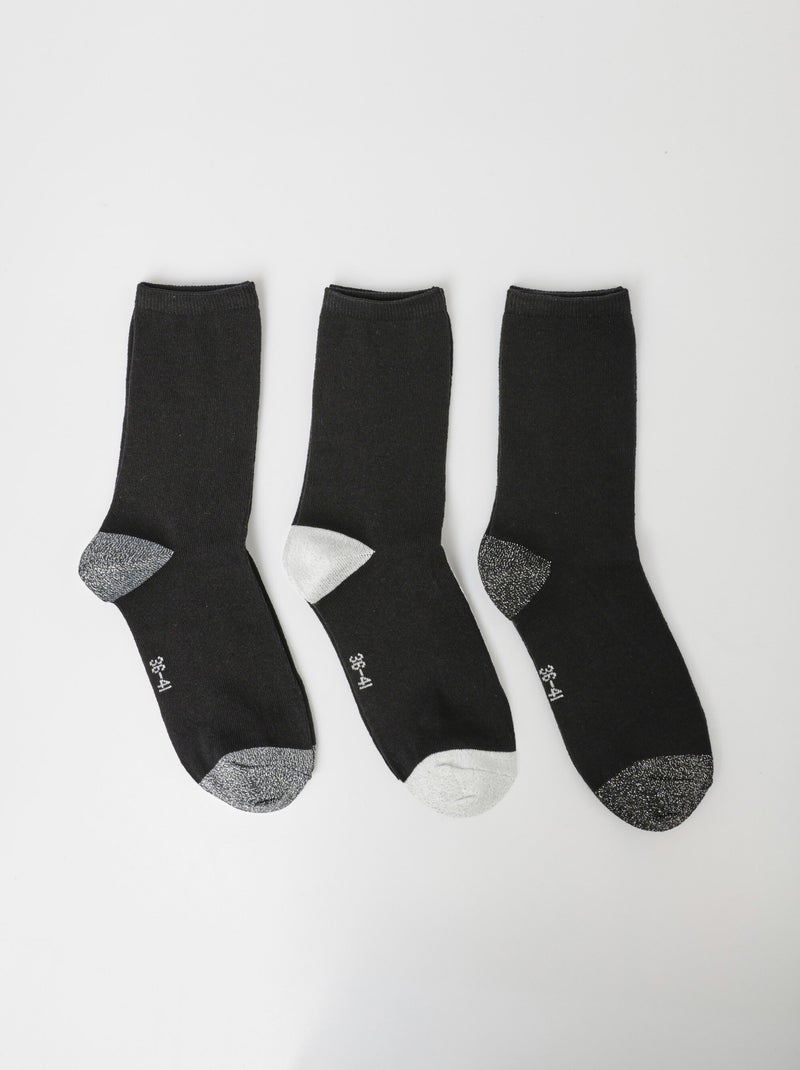 Lot de 3 Chaussettes pointes et talons fantaisie - AFIBEL Noir - Kiabi