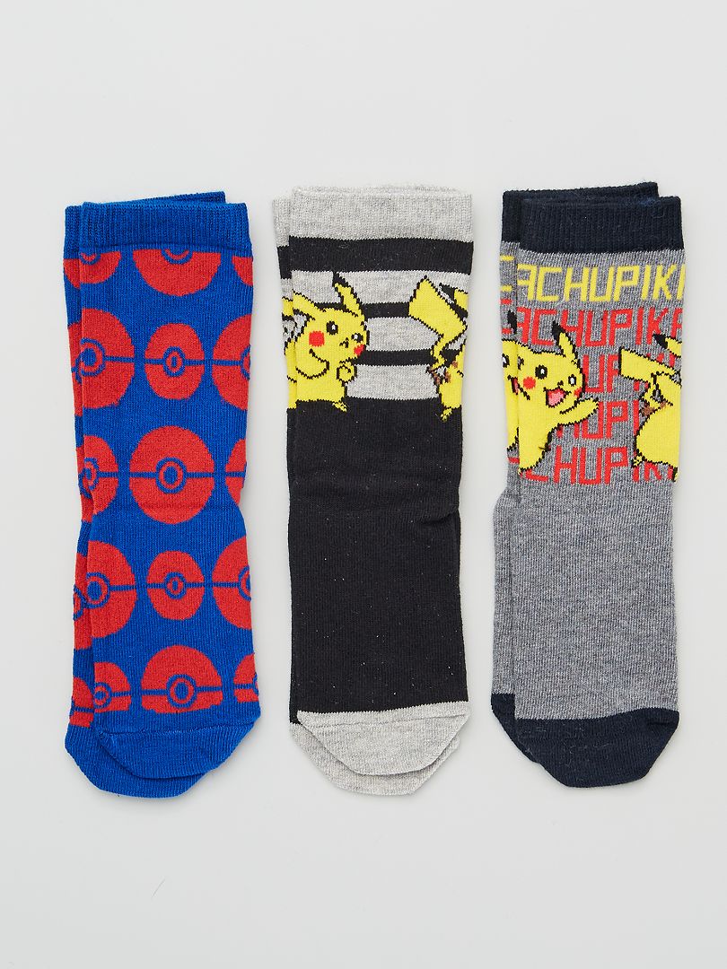 Lot de 3 chaussettes 'Pokemon' - gris - Kiabi - 5.00€
