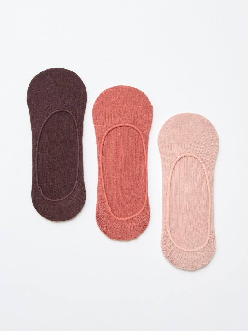 Lot de 3 chaussettes protège pied unis Gris - Kiabi