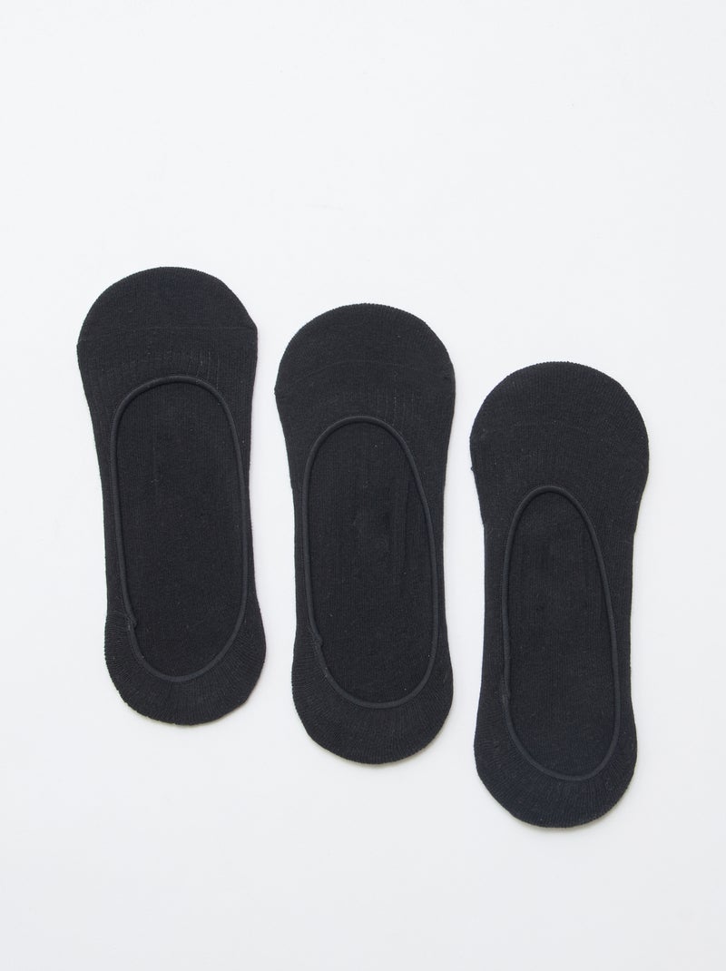 Lot de 3 chaussettes protège pied unis Noir - Kiabi