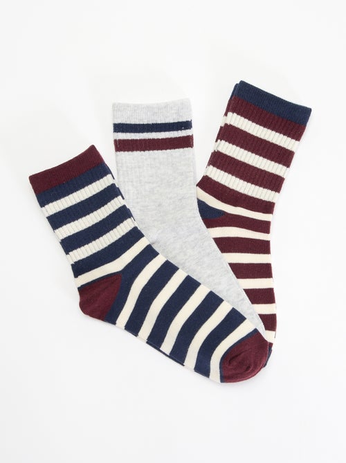 Lot de 3 chaussettes rayées - Kiabi Lot de 3 chaussettes rayées - Kiabi