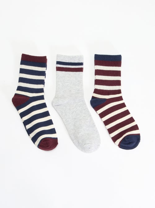Lot de 3 chaussettes rayées - Kiabi Lot de 3 chaussettes rayées - Kiabi