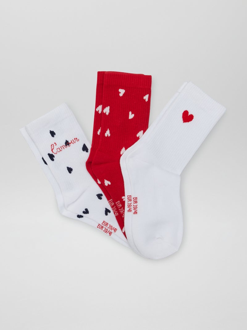 Lot de 3 chaussettes 'saint-valentin' Rouge - Kiabi