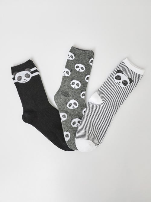 Lot de 3 Chaussettes, thème panda - AFIBEL - Kiabi