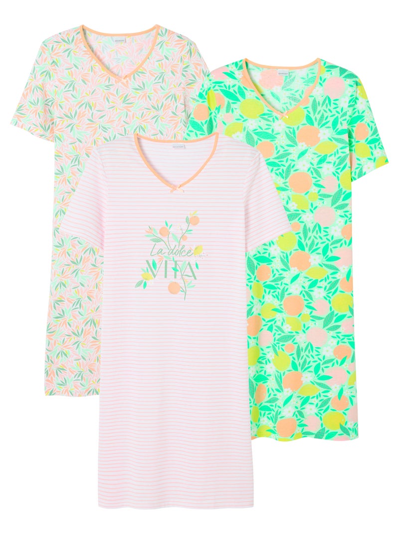 Lot de 3 chemises de nuit, 2 longueurs - Damart Vert - Kiabi