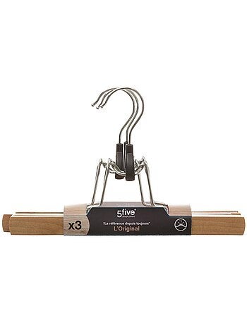 Lot de 3 cintres à pinces en bois hang' clip