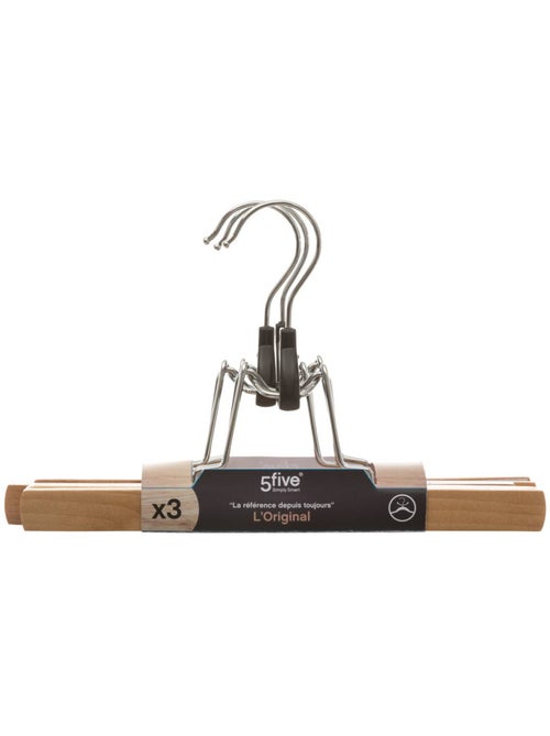 Lot de 3 cintres à pinces en bois hang' clip - Kiabi