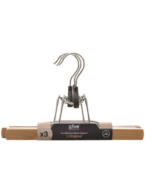 Lot de 3 cintres à pinces en bois hang' clip - Kiabi