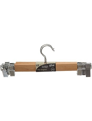 Lot de 3 cintres à pinces en métal et bois hang' clip