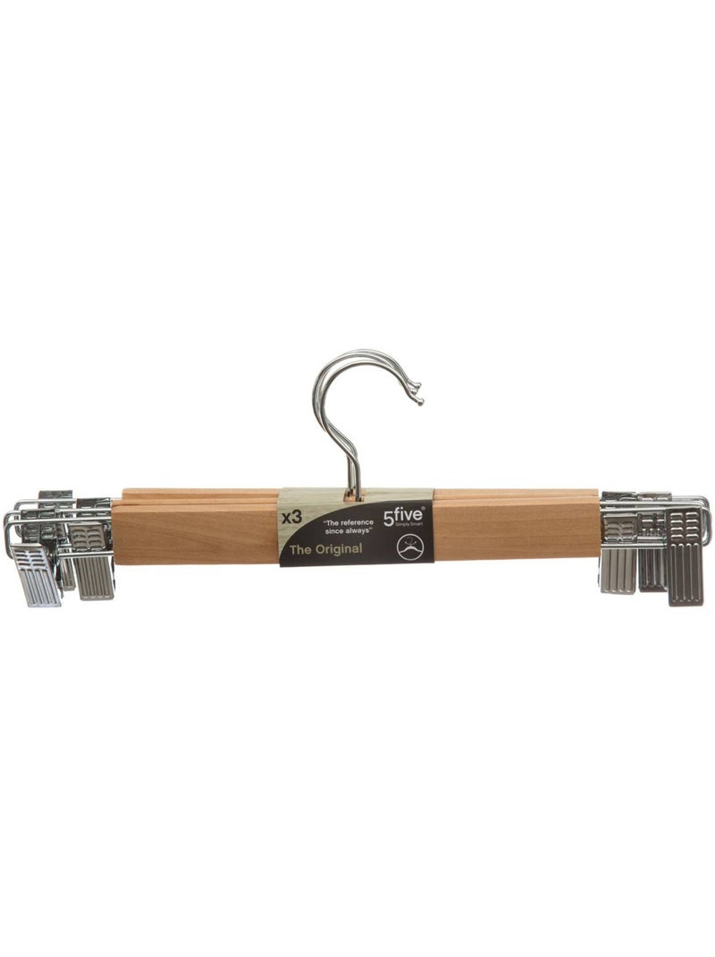 Lot de 3 cintres à pinces en métal et bois hang' clip Beige - Kiabi
