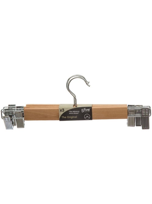 Lot de 3 cintres à pinces en métal et bois hang' clip - Kiabi Lot de 3 cintres à pinces en métal et bois hang' clip - Kiabi