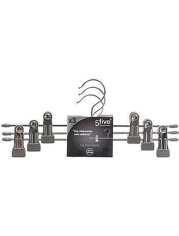 Lot de 3 cintres à pinces en métal hang' clip