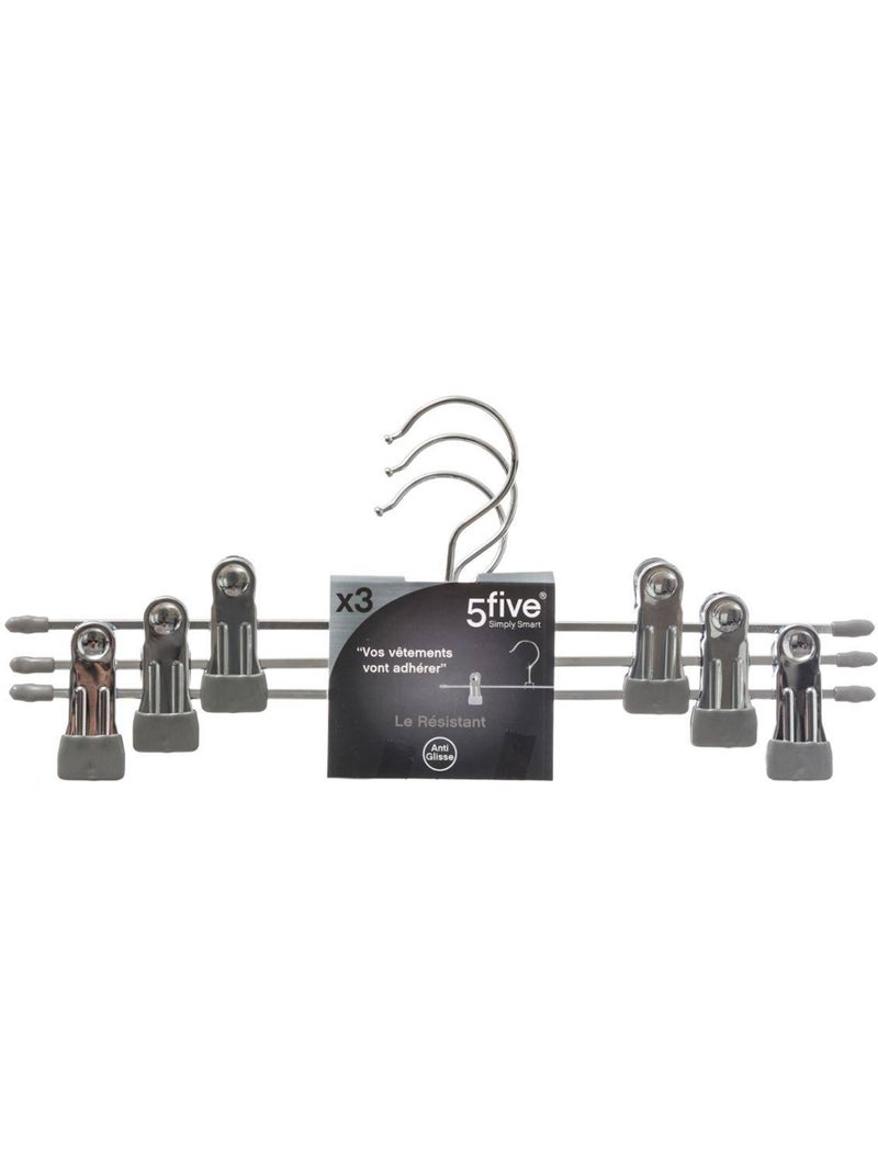 Lot de 3 cintres à pinces en métal hang' clip Argent - Kiabi