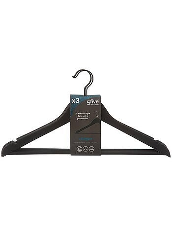 Lot de 3 cintres en bois avec épaulettes rubber