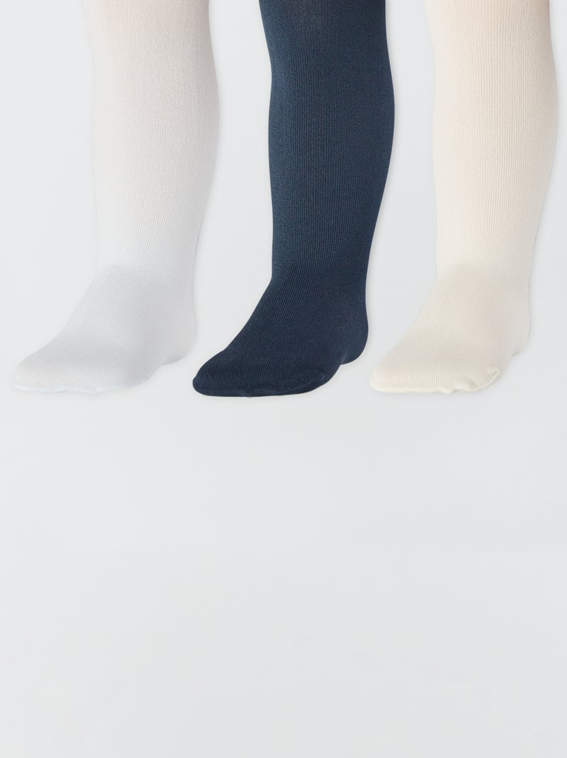 Lot de 3 collants fins Bleu/bleu clair/beige - Kiabi