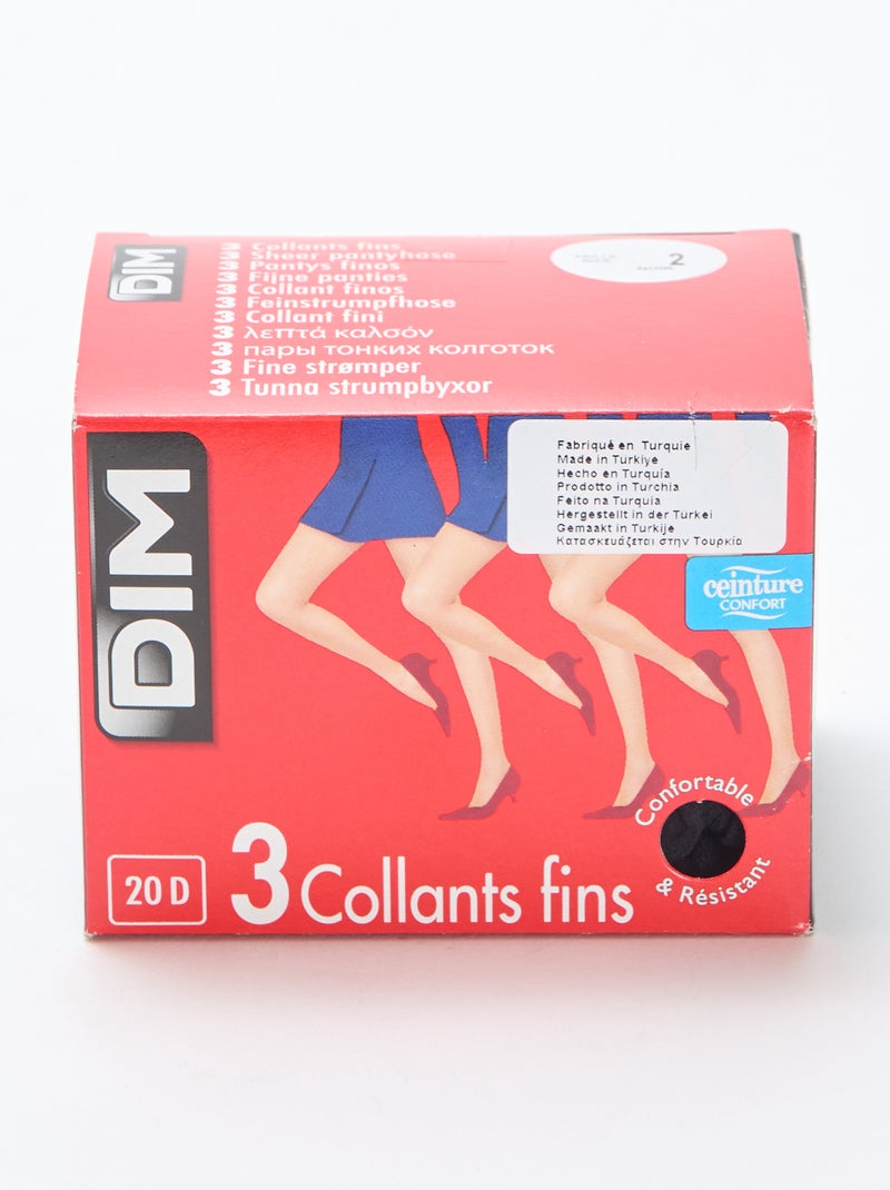 Lot de 3 collants fins 'DIM' 20D Noir - Kiabi