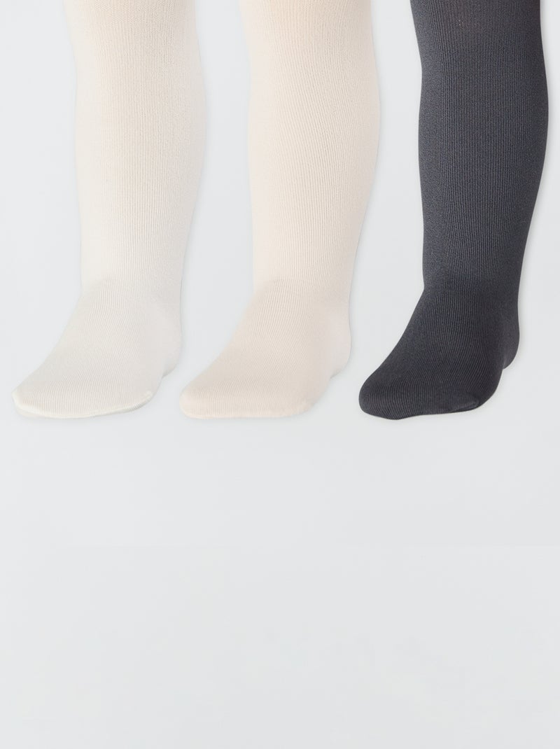 Lot de 3 collants fins Rose/bleu/ecru - Kiabi