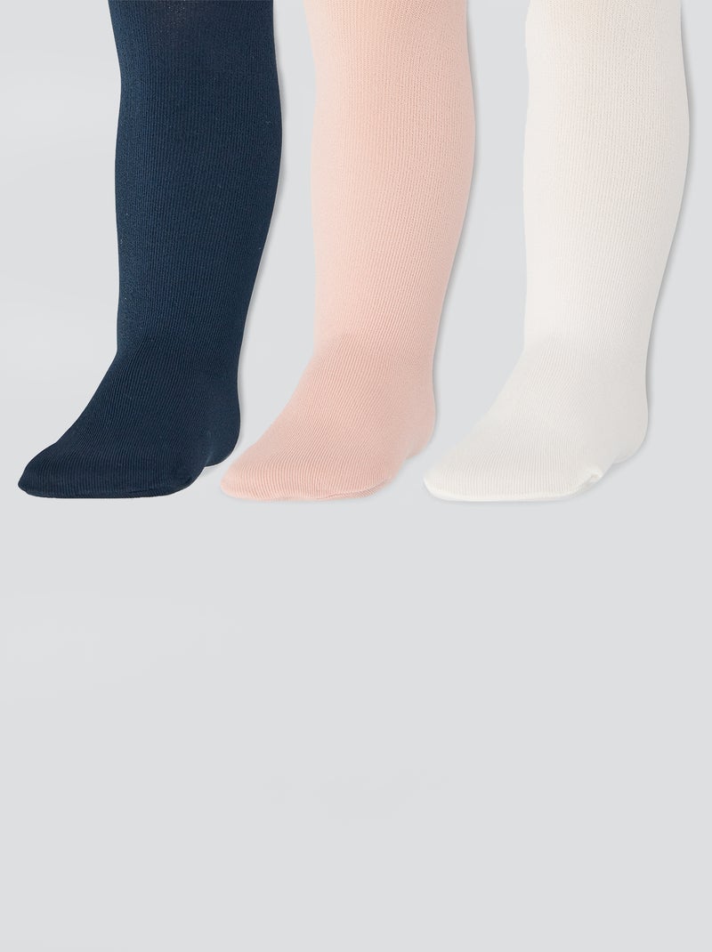 Lot de 3 collants légers unis Blanc/noir/rose - Kiabi