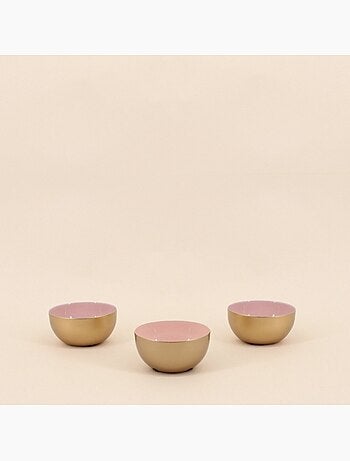 Lot de 3 coupelles en métal doré, rose