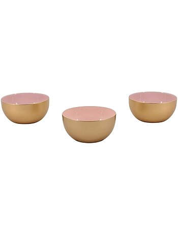 Lot de 3 coupelles en métal doré, rose