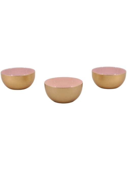 Lot de 3 coupelles en métal doré, rose - Kiabi