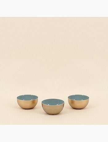 Lot de 3 coupelles en métal doré, vert