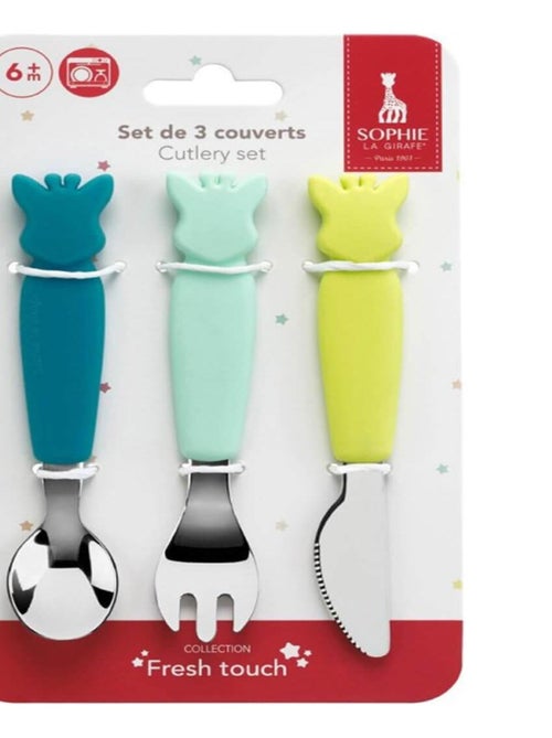 Lot de 3 couverts avec manche en silicone Azur - Kiabi