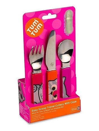 Lot de 3 Couverts inox puzzle avec étui Bluebell