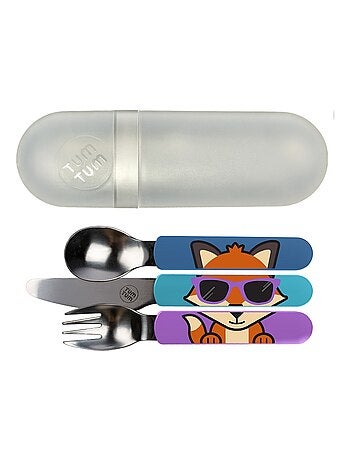 Lot de 3 Couverts inox puzzle avec étui Felicity Fox