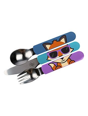 Lot de 3 Couverts inox puzzle avec étui Felicity Fox