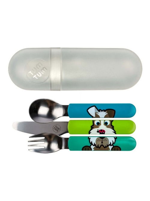 Lot de 3 Couverts inox puzzle avec étui Scruff - Kiabi