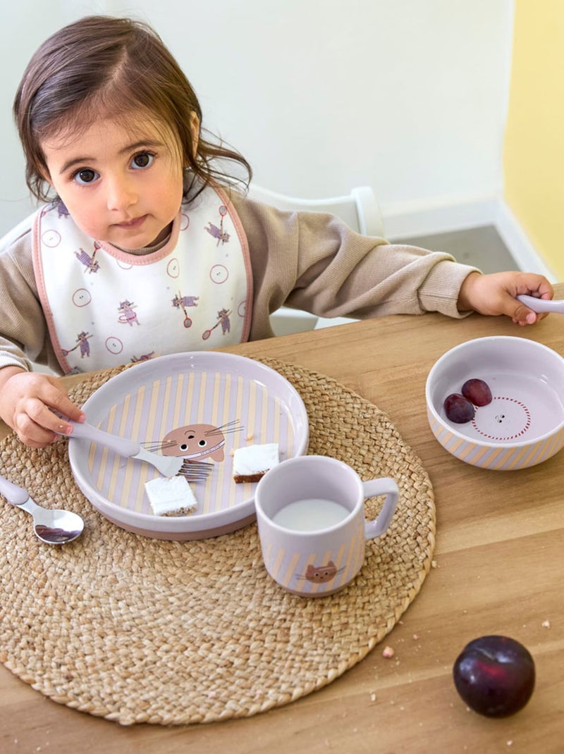 Lot de 3 Couverts Tiny Team, Chat Rose - Kiabi