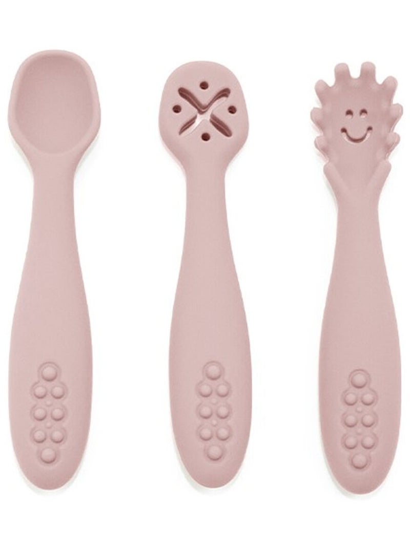 Lot de 3 cuillères d'apprentissage en silicone Rose - Kiabi